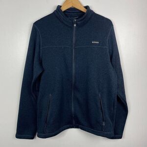 Woods  Mens Full Zip Long Sleeve Knit Fleece Sweater  Navy Blue  Size XL